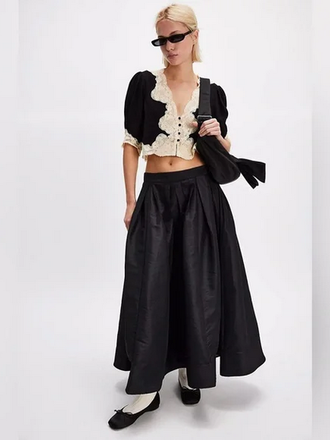 Free People Free People Emilia Black Full Skirt SMALL