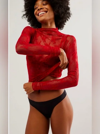 Free People Free People Lady Lux Layering Top in Racer Red size Small