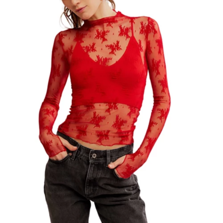 Free People Free People Lady Lux Layering Top in Racer Red size Small