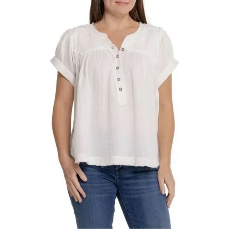 Free People Free People Horizons Double Cloth Blouse in Optic White Size Small