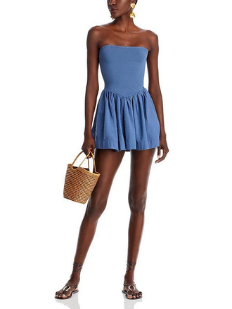 Free People Free People Onda Drop Waist Mini Dress in Dark Denim size Large