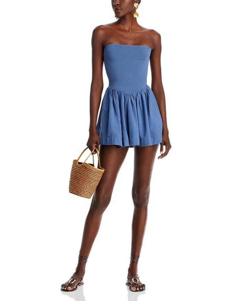 Free People Free People Onda Drop Waist Mini Dress in Dark Denim size Large