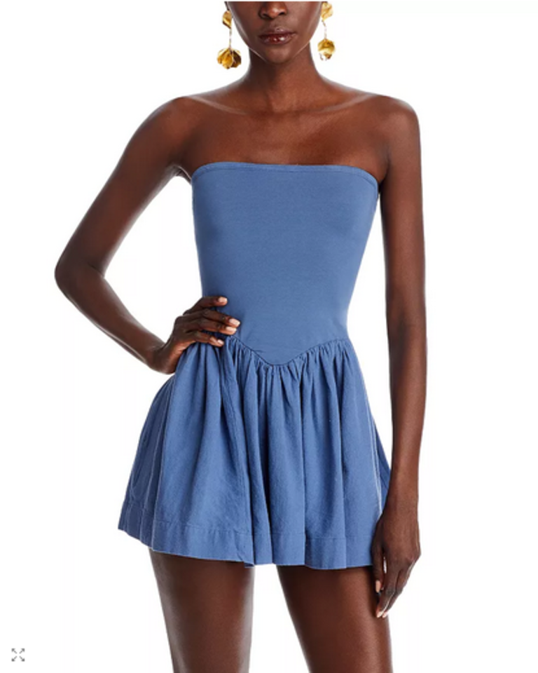 Free People Free People Onda Drop Waist Mini Dress in Dark Denim size Large