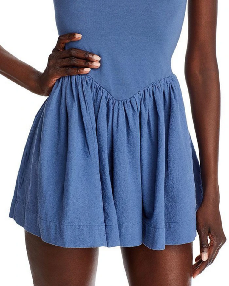 Free People Free People Onda Drop Waist Mini Dress in Dark Denim size Large