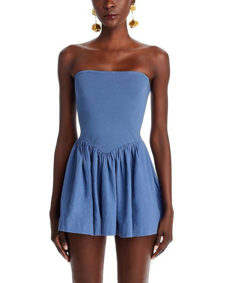 Free People Free People Onda Drop Waist Mini Dress in Dark Denim size Large