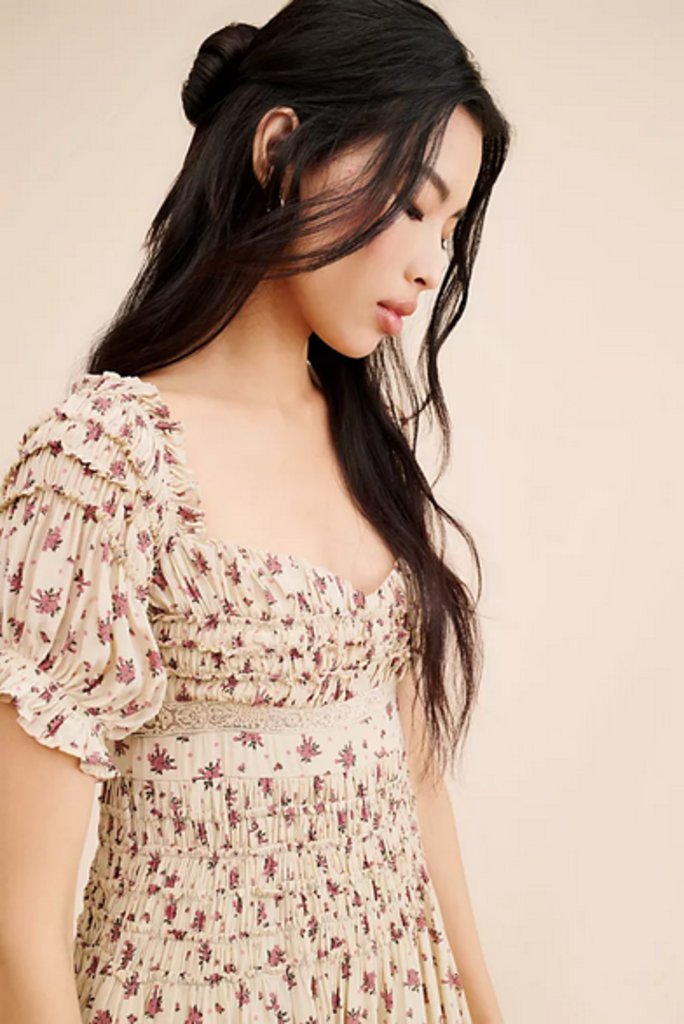 Free People Free People Bali Juniper Smocked Sundress in Ditsy Floral Neutral Size 10