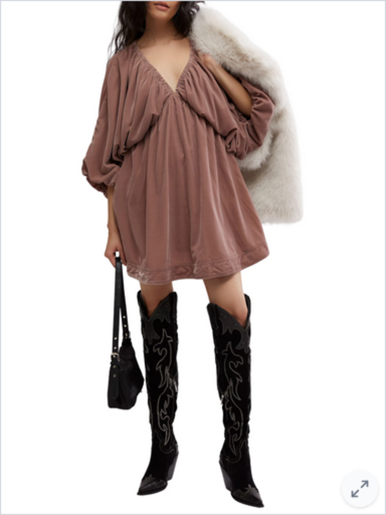 Free People Free People Portia Velvet Mini Dress Winter Bloom MEDIUM