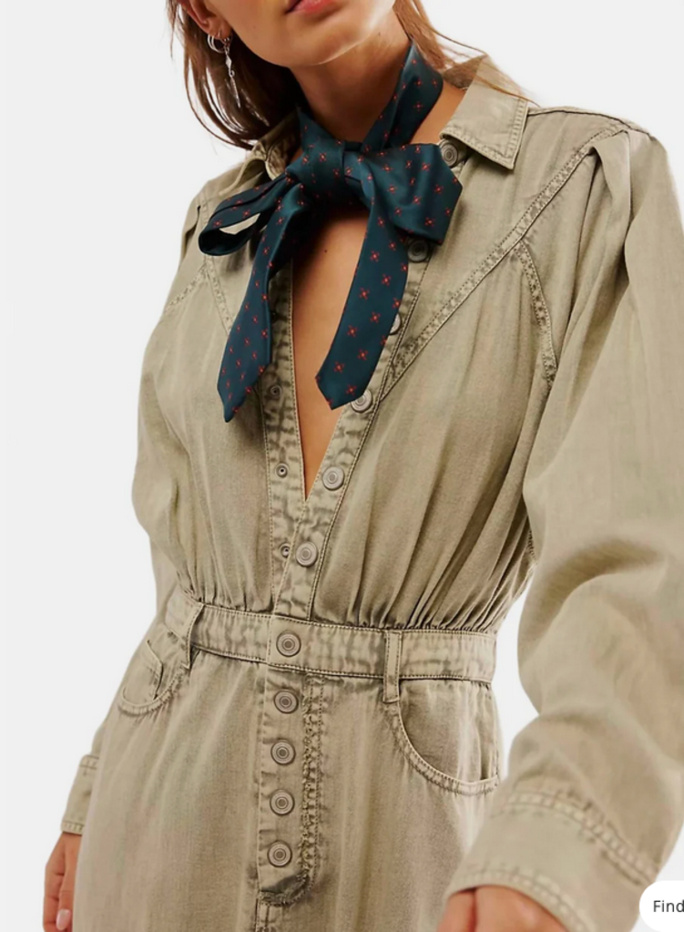 Free People Free People Mad Love Denim Midi Dress in Sage X-SMALL