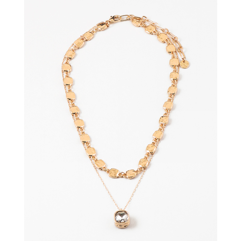 Blue Suede Jewels Layered Necklace with Square Stone from Blue Suede Jewels