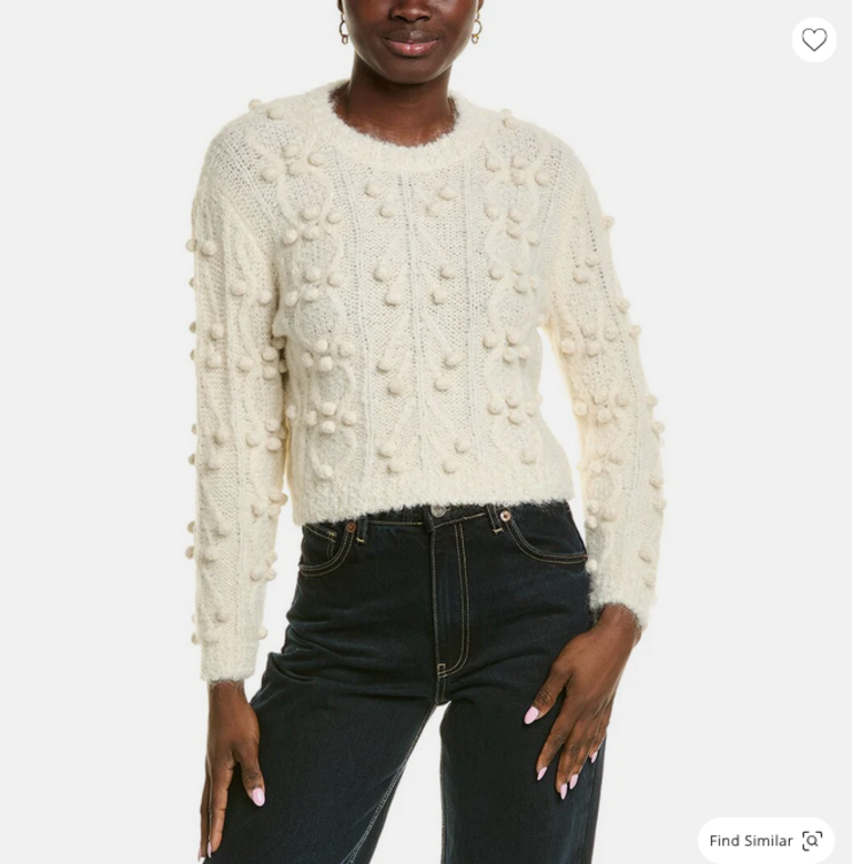 Frame FRAME Popcorn Pullover Sweater in White