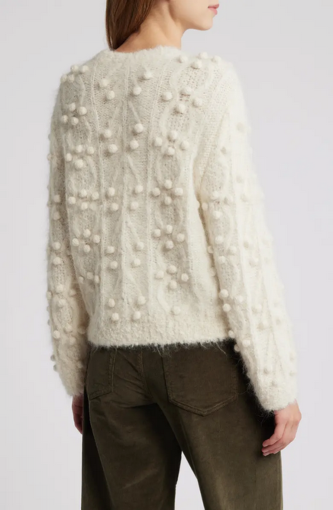 Frame FRAME Popcorn Pullover Sweater in White
