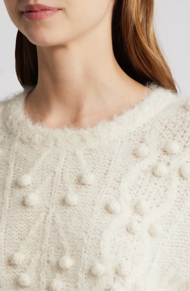 Frame FRAME Popcorn Pullover Sweater in White