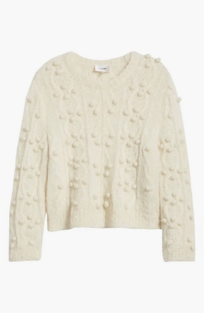 Frame FRAME Popcorn Pullover Sweater in White