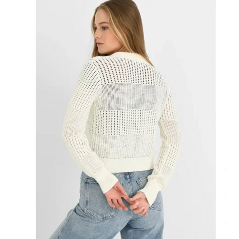 Frame FRAME Open Stitch Shrunken Cardigan in Off White Size Large