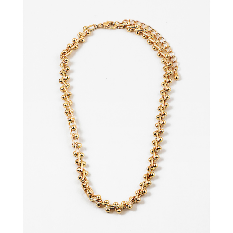 Blue Suede Jewels Gold  Beaded Chain Necklace