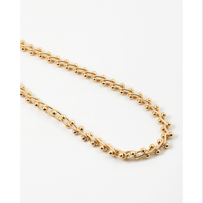 Blue Suede Jewels Gold  Beaded Chain Necklace