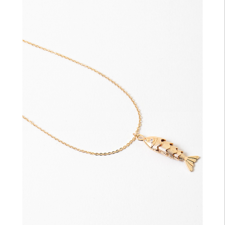 Blue Suede Jewels Fish Pendant Necklace