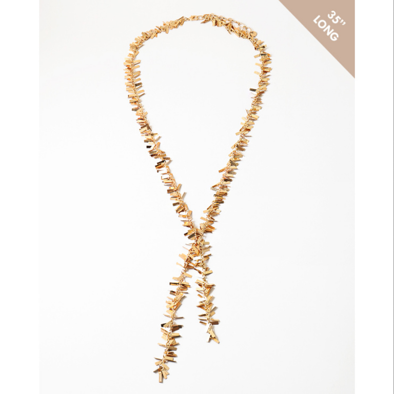Blue Suede Jewels Boho Fringe Y Necklace