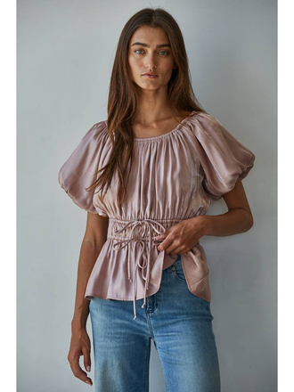 By Together Balloon Short Sleeve Peplum Top By Together Balloon Short Sleeve Peplum Top