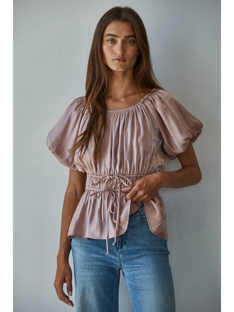 By Together Balloon Short Sleeve Peplum Top