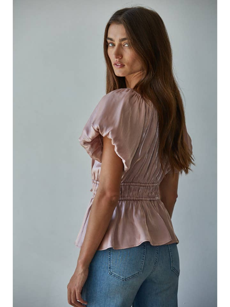 By Together Balloon Short Sleeve Peplum Top
