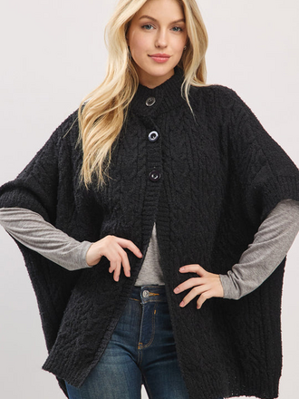 Blue Suede Short Sleeve Button Up Cape Pocho Blue Suede Short Sleeve Button Up Cape Pocho
