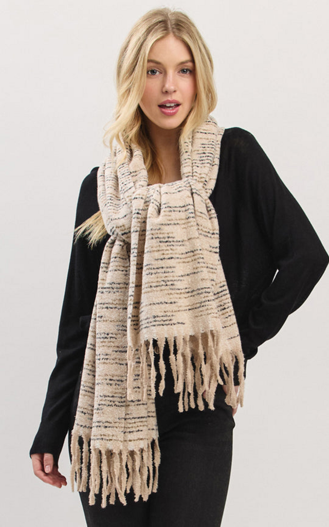 Blue Suede Super Soft Multi-Toned Fringe Scarf