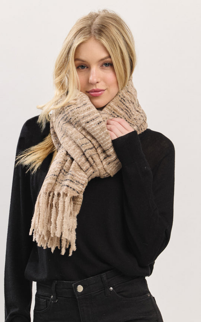 Blue Suede Super Soft Multi-Toned Fringe Scarf