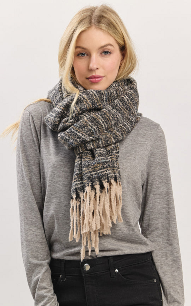 Blue Suede Super Soft Multi-Toned Fringe Scarf