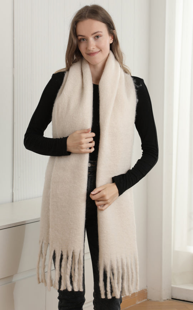 Blue Suede Solid Oblong Grunge Scarf