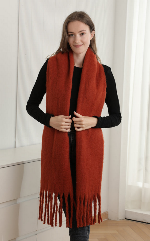 Blue Suede Solid Oblong Grunge Scarf