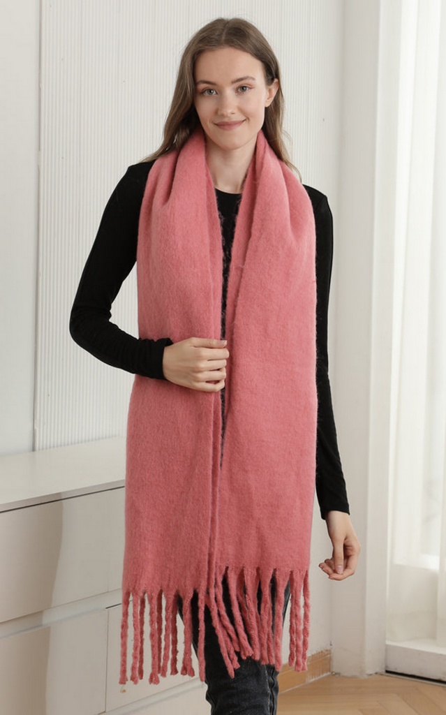 Blue Suede Solid Oblong Grunge Scarf
