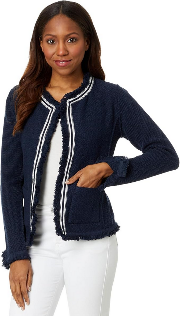 Nic + Zoe Nic + Zoe Ribbon Trimmed Blazer in Dark Indigo