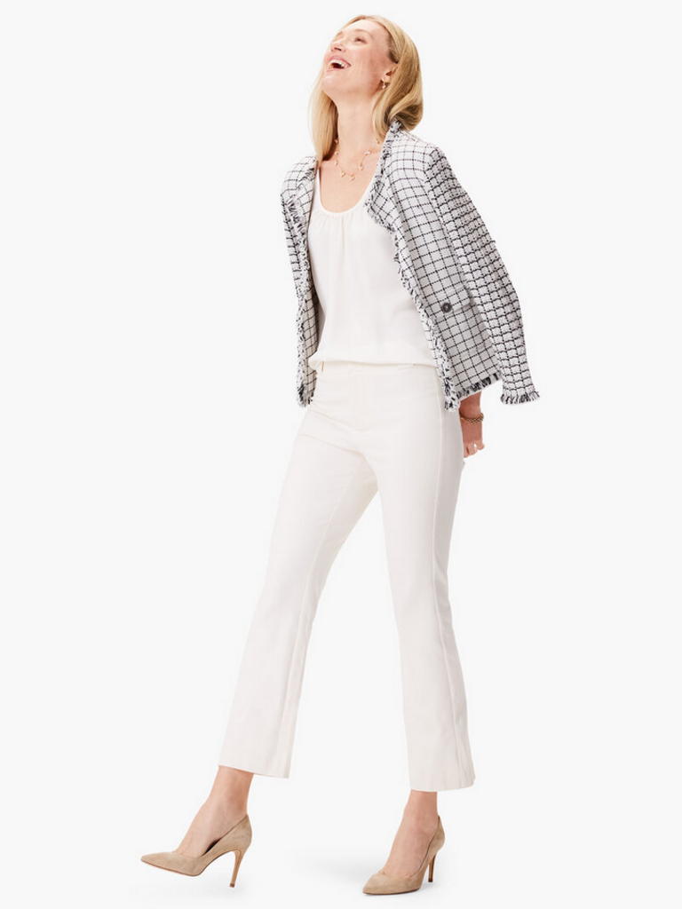 Nic + Zoe NIC+ZOE Women's Grid Fringe Mix Knit Pocket Jacket