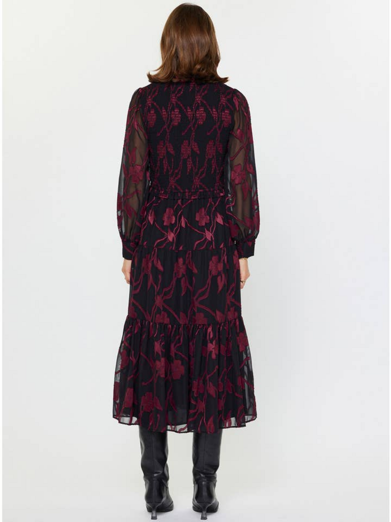 Current Air Floral Jacquard Tiered Long Dress