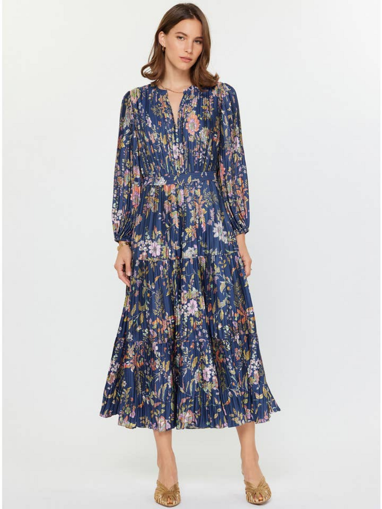 Current Air Floral Printed Pleated Long Dress