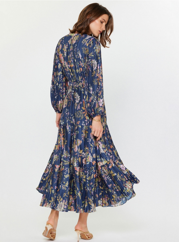 Current Air Floral Printed Pleated Long Dress