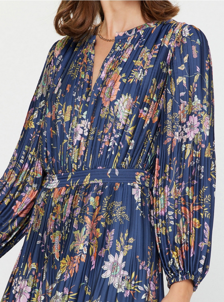 Current Air Floral Printed Pleated Long Dress