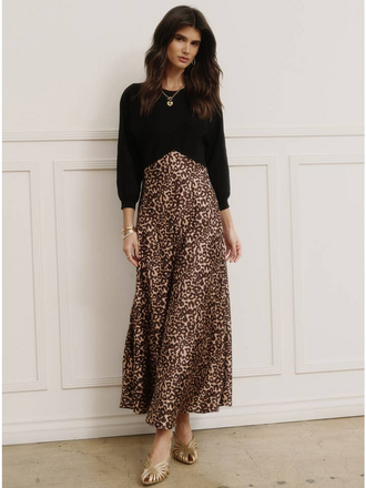 Current Air Leopard Mixed Media Midi Dress Current Air Leopard Mixed Media Midi Dress