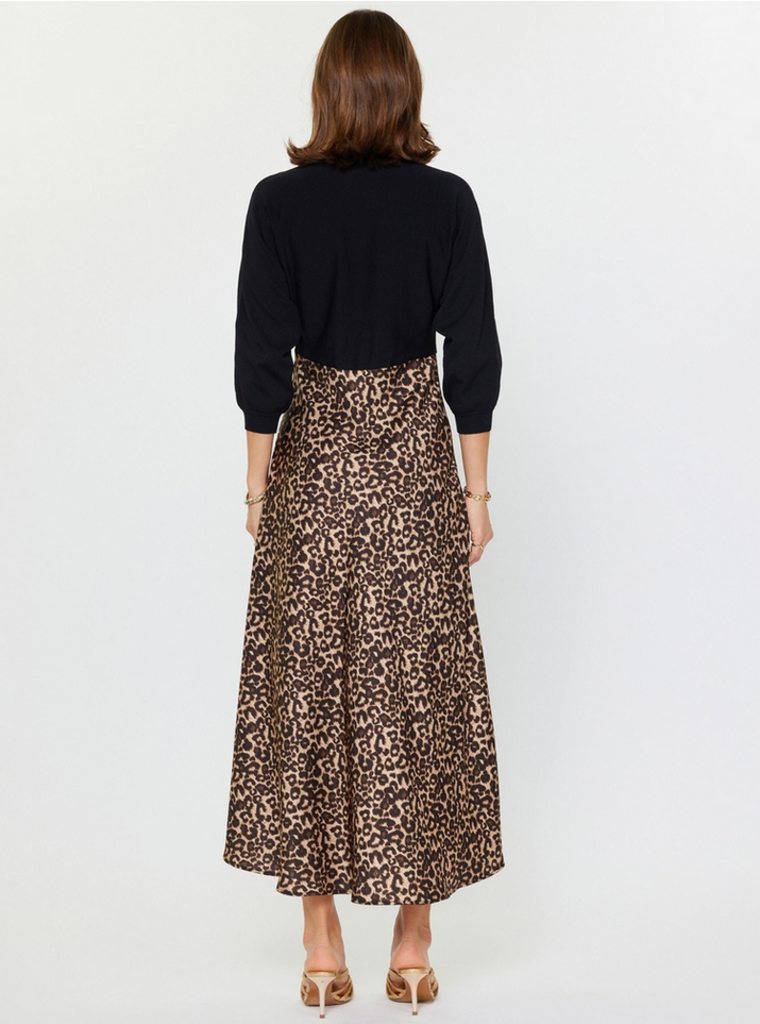 Current Air Leopard Mixed Media Midi Dress