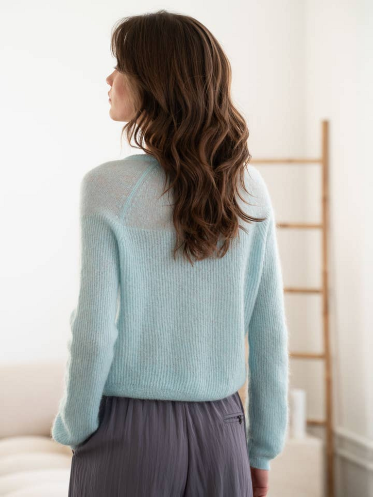 Elle Grey Mohair Sweater Cardigan