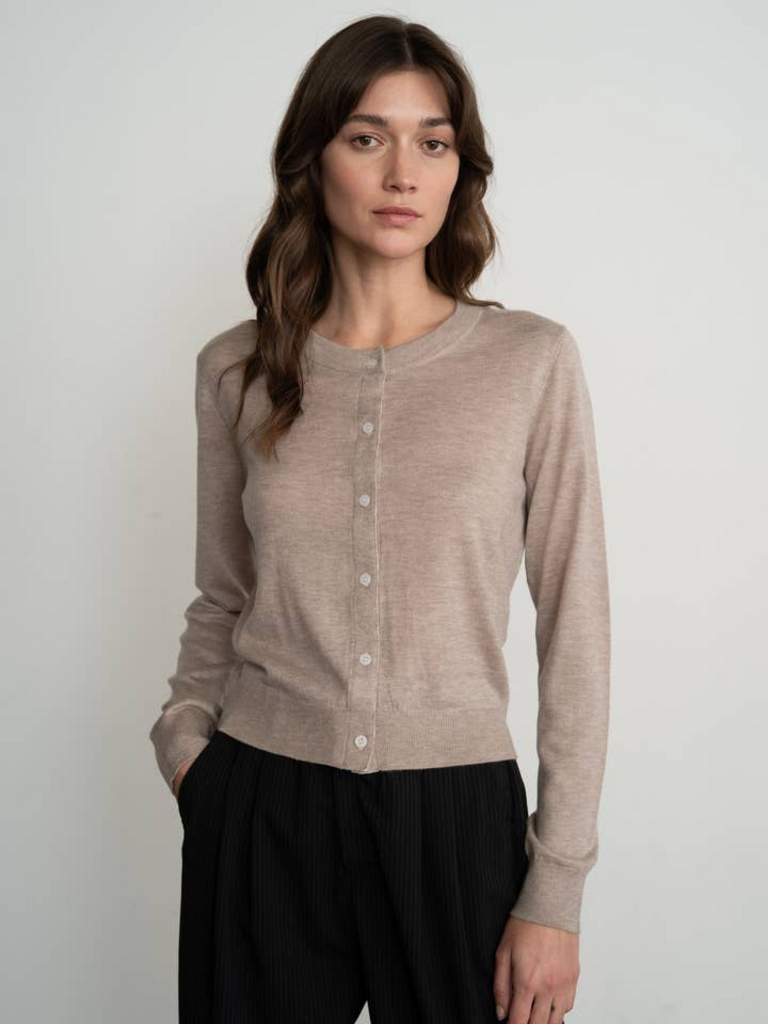 Elle Grey Soft Crew Neck Cardigan