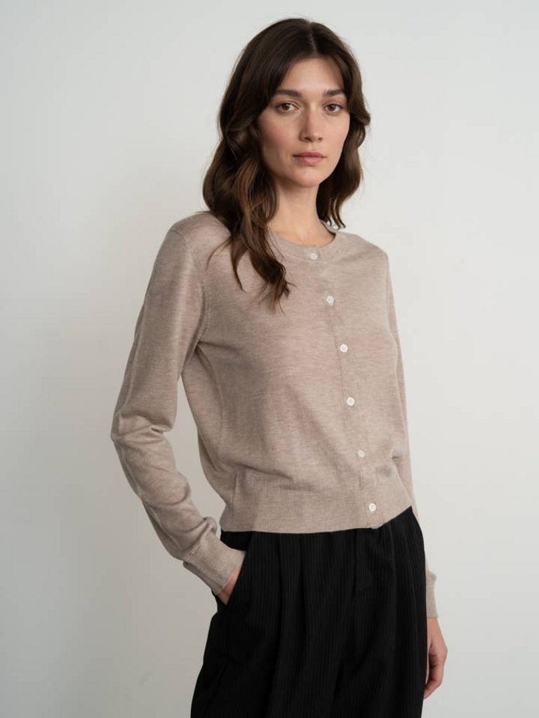 Elle Grey Soft Crew Neck Cardigan
