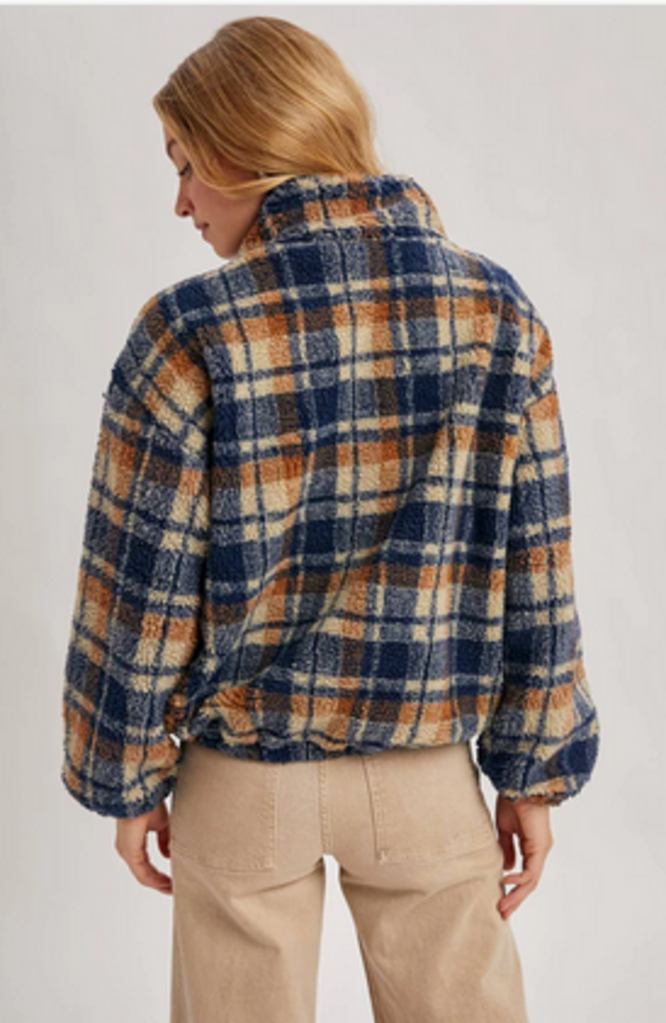 Bluivy Plaid Quarter Zip Fleece Pullover