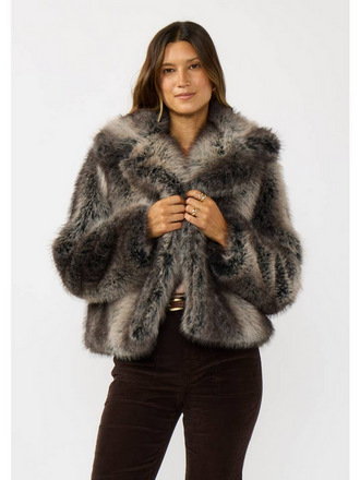 Love Stitch Charcoal Ombre Faux Fur Jacket Love Stitch Charcoal Ombre Faux Fur Jacket