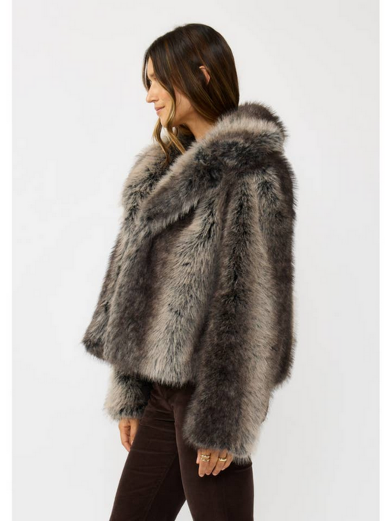 Love Stitch Charcoal Ombre Faux Fur Jacket