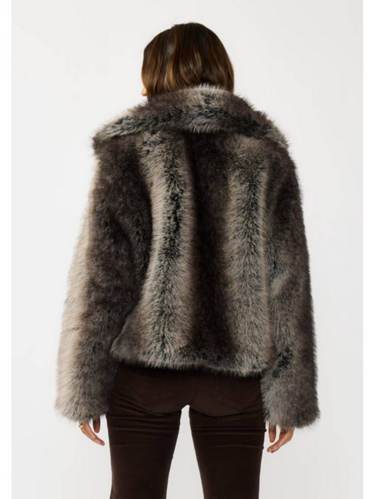 Love Stitch Charcoal Ombre Faux Fur Jacket