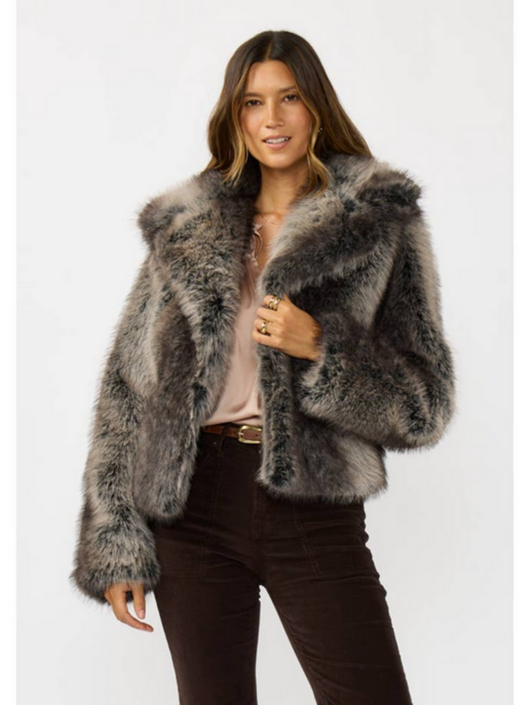 Love Stitch Charcoal Ombre Faux Fur Jacket