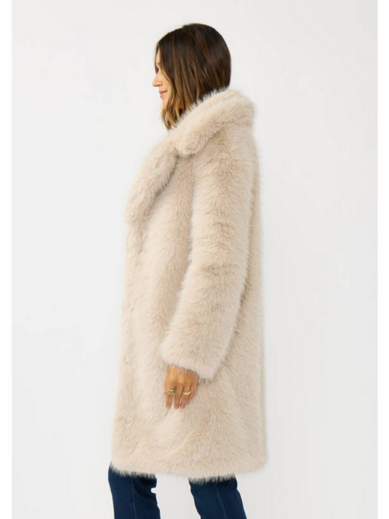 Love Stitch Plush Longline Faux Fur Coat