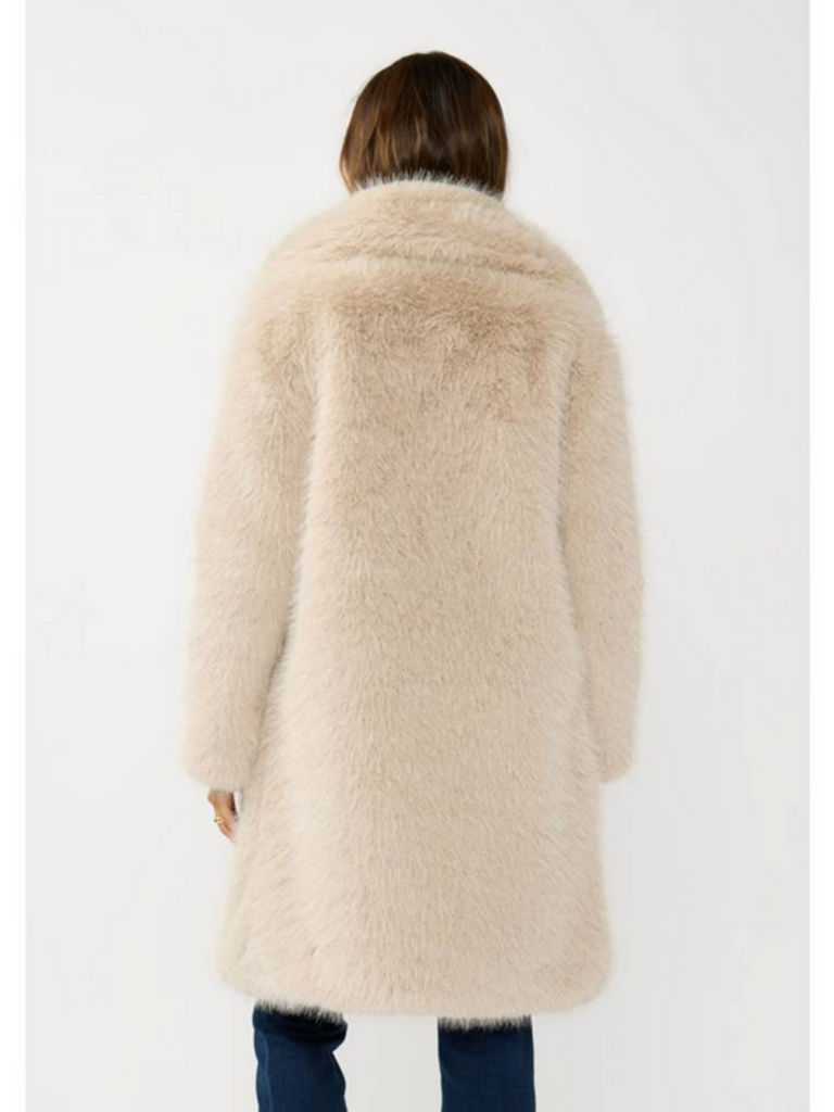 Love Stitch Plush Longline Faux Fur Coat